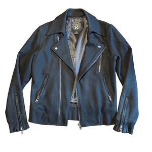 Morphine Generation MG Black lined moto jacket  zippers wool & viscose S